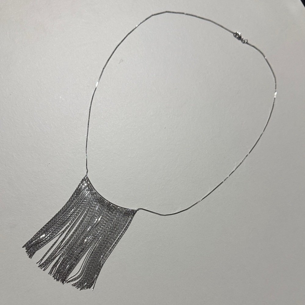 Elegant Silver Fringe Necklace